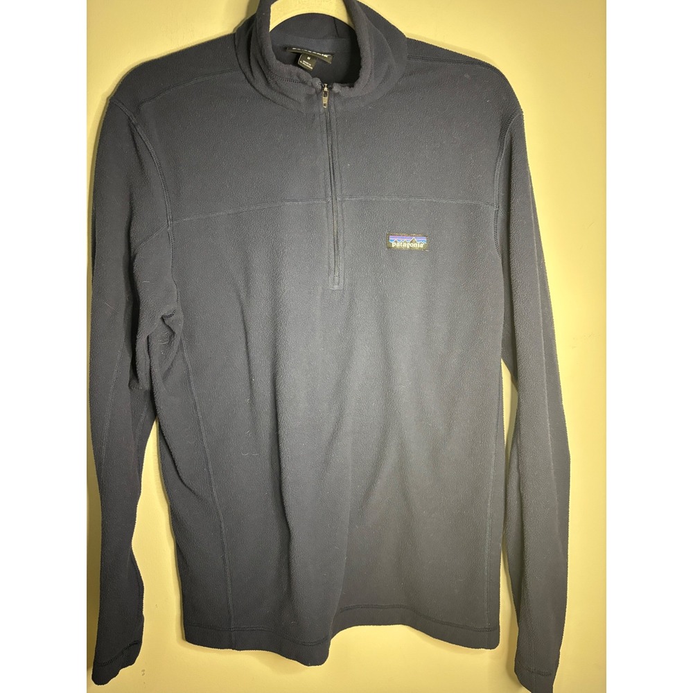 Patagonia Mens Fleece Pullover Jacket Medium 1/4 Zip Long Sleeve Navy Blue